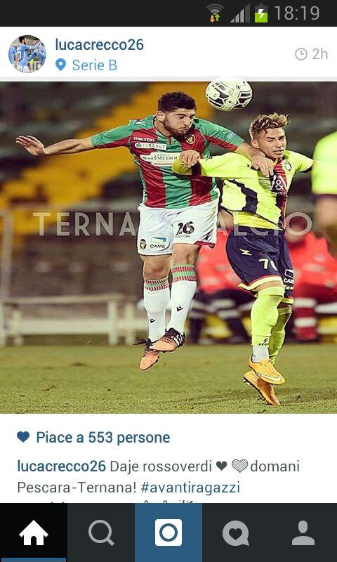 Luca Crecco carica la Ternana su Instagram