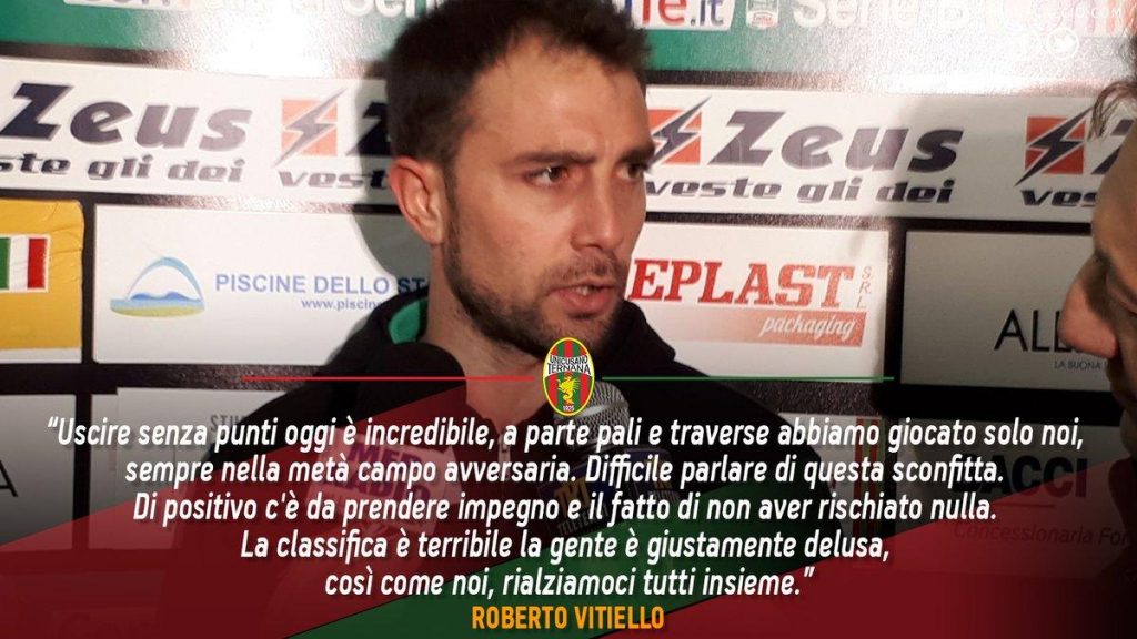 Ternana-Entella, Vitiello: “Incredibile uscire senza punti”