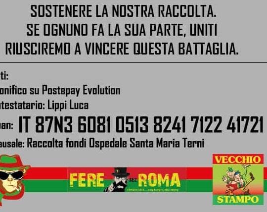 Ternana – I tifosi si uniscono per aiutare il Santa Maria contro il Covid-19