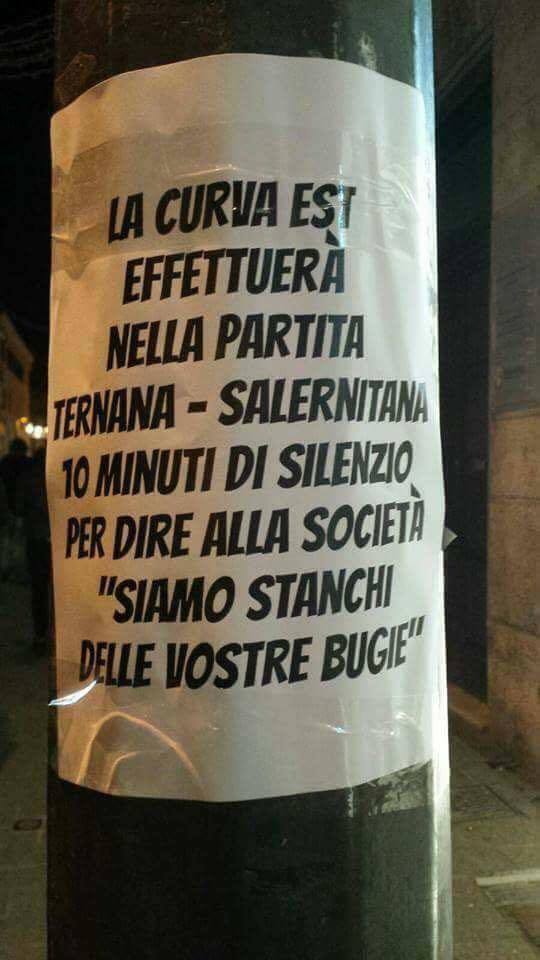 Ternana – Protesta “soft” della Curva Est