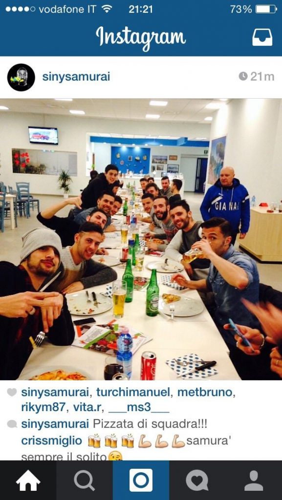 FOTO – Sinigaglia e la cena di squadra con la Giana Erminio