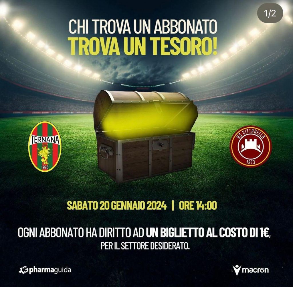 Ternana-Cittadella: c’è la promozione “Chi trova un abbonato trova un tesoro”