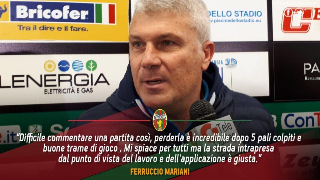 Ternana-Entella, Mariani: “Mi spiace per tutti”