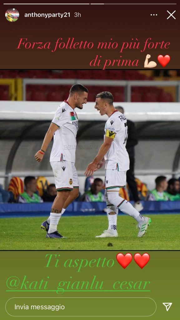 Ternana, gli auguri dei compagni a Falletti