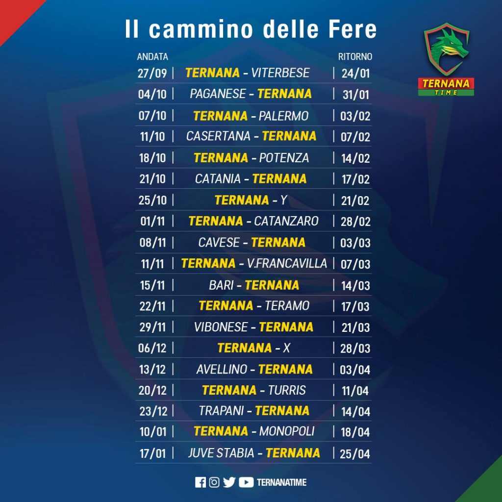 Ternana Time – FOTO: ecco il calendario completo della Ternana!