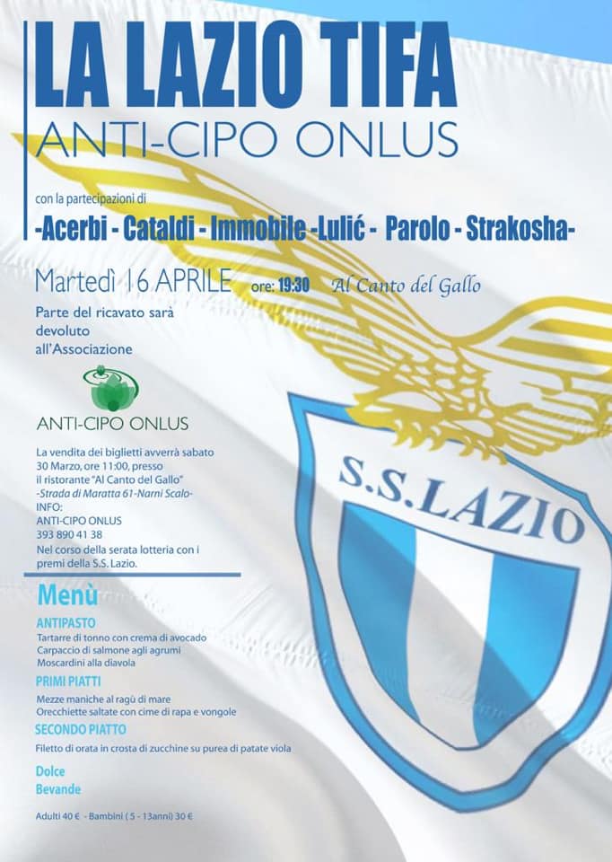 “La Lazio tifa Anti-Cipo Onlus” – tanti big biancocelesti al fianco di Serena Grigioni