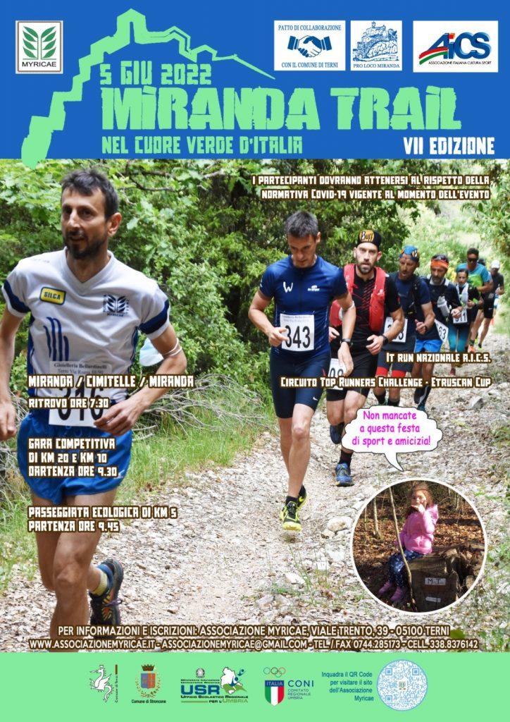 Domani torna la IV edizione della Miranda Trail