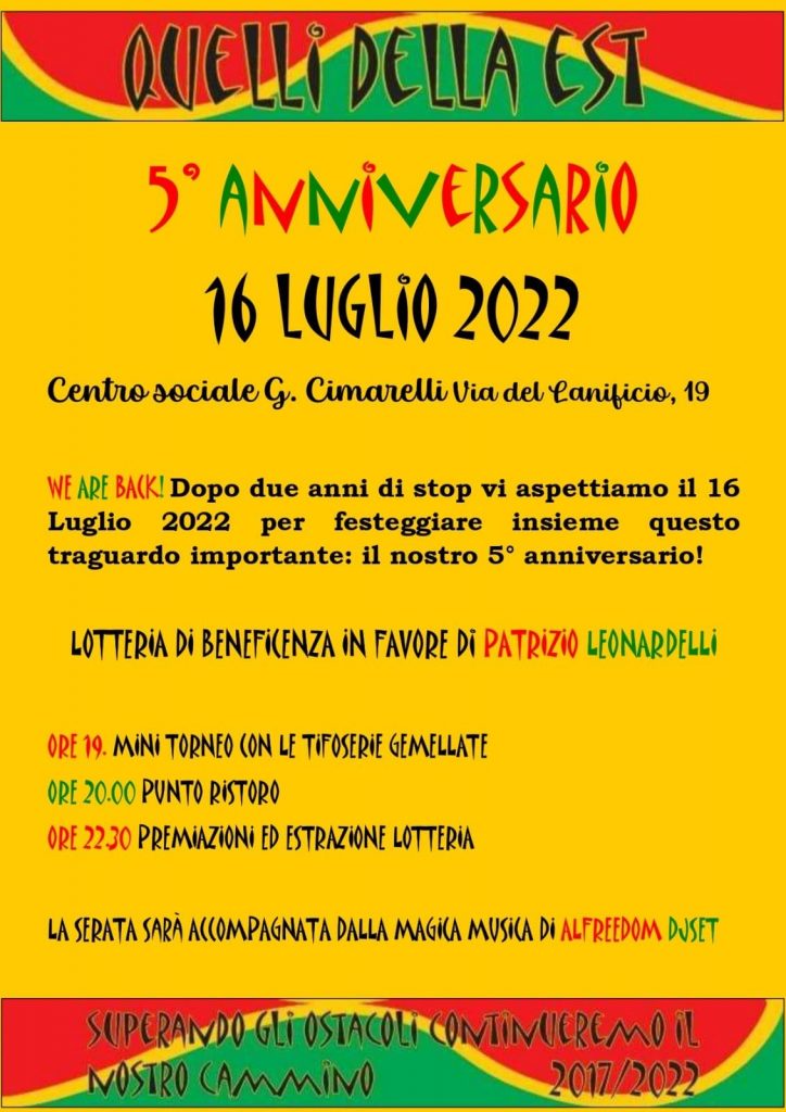 Domani c’è il 5° anniversario di Quelli della Est – FOTO