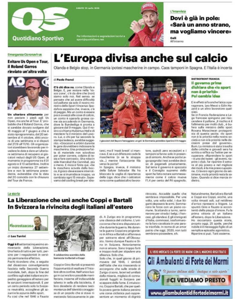 RassegnaStampa – QS – Europa divisa anche sul calcio