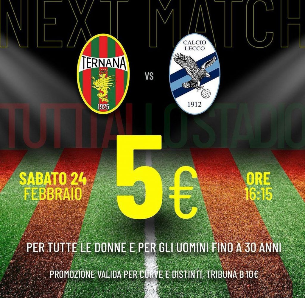 Verso Ternana-Lecco, attiva una promozione speciale