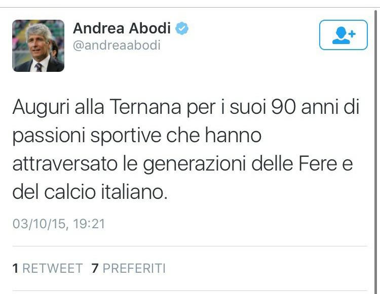 Da Twitter arrivano gli auguri di Andrea Abodi