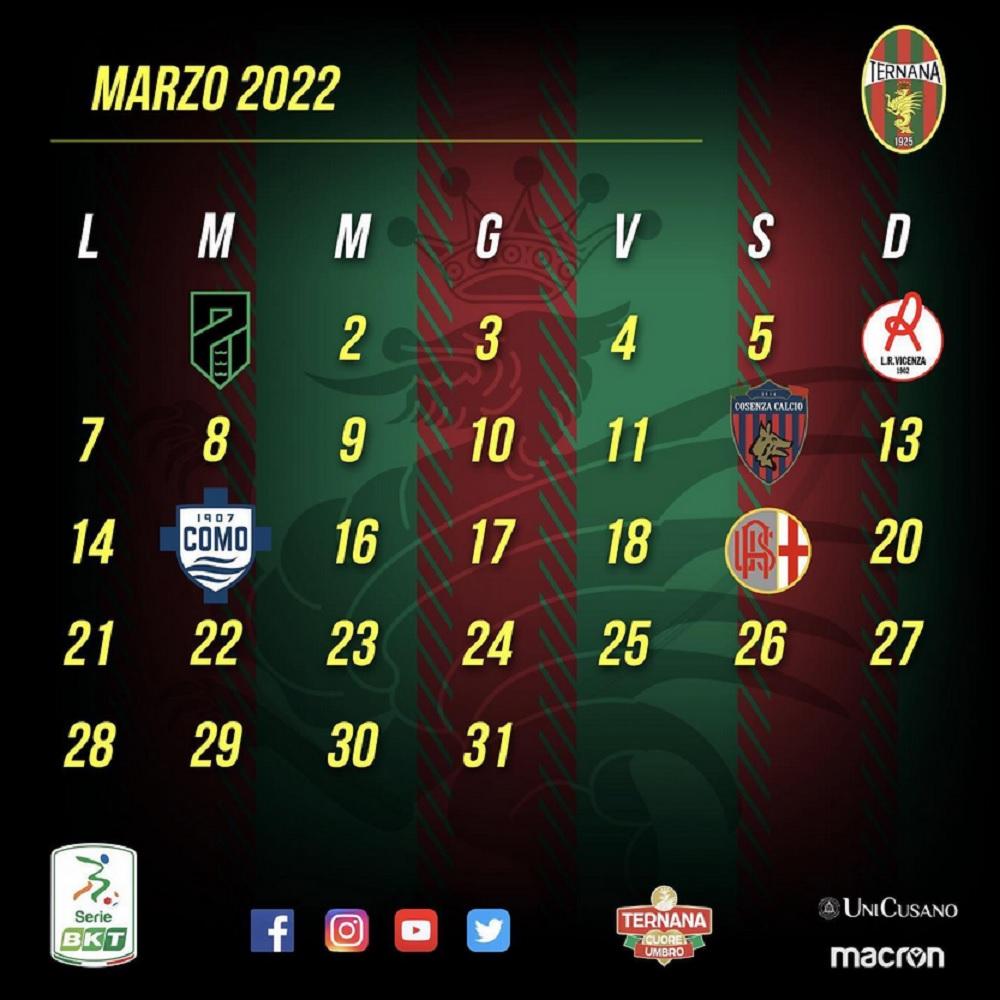 Ecco gli impegni della Ternana nel mese di marzo – FOTO