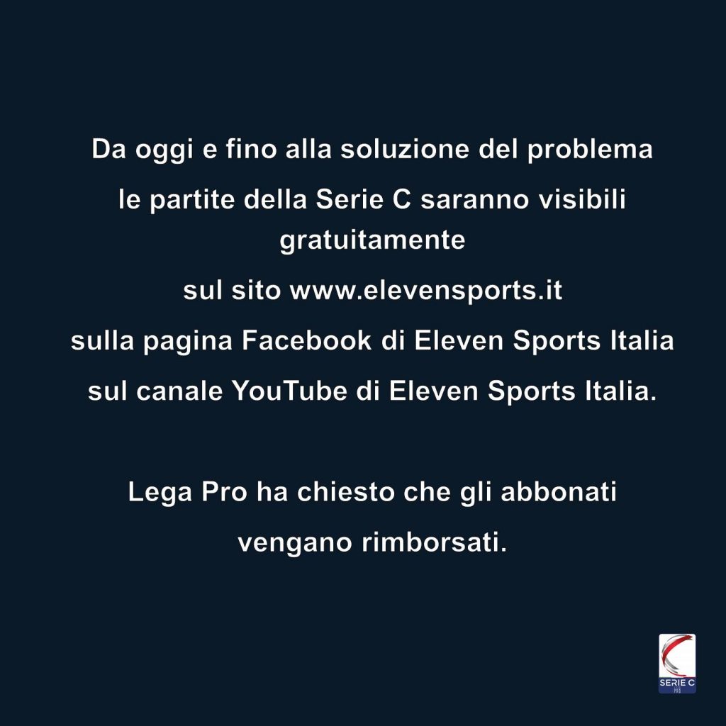 Lega Pro – Da oggi Elevensports sarà visibile su Facebook e YouTube