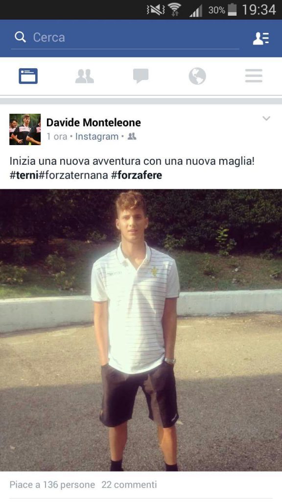 FOTO – Monteleone su Facebook: “Nuova avventura con una nuova maglia”