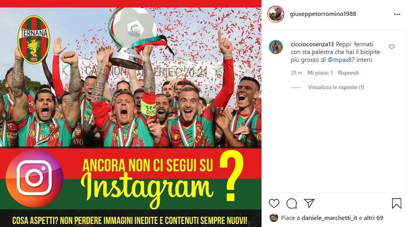 Torromino promuove l’account della Ternana su Instagram e… arrivano gli sfottò – FOTO