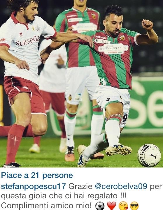 FOTO – Popescu festeggia i gol dell’amico Ceravolo