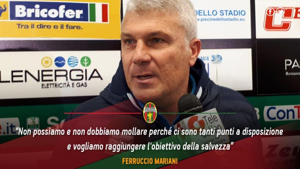 Ternana-Entella, Mariani: “Non possiamo e non vogliamo mollare”