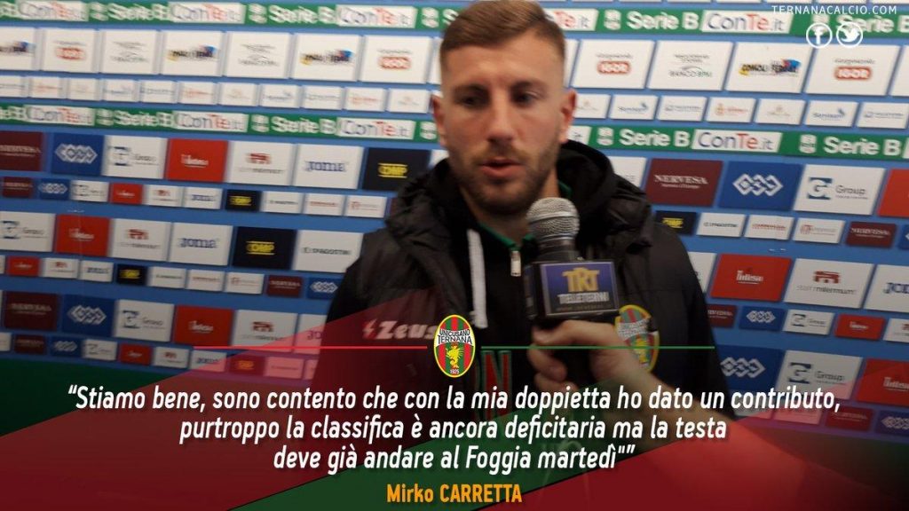 Twitter – Ternana, Carretta: “Contento per la doppietta, ora testa al Foggia”