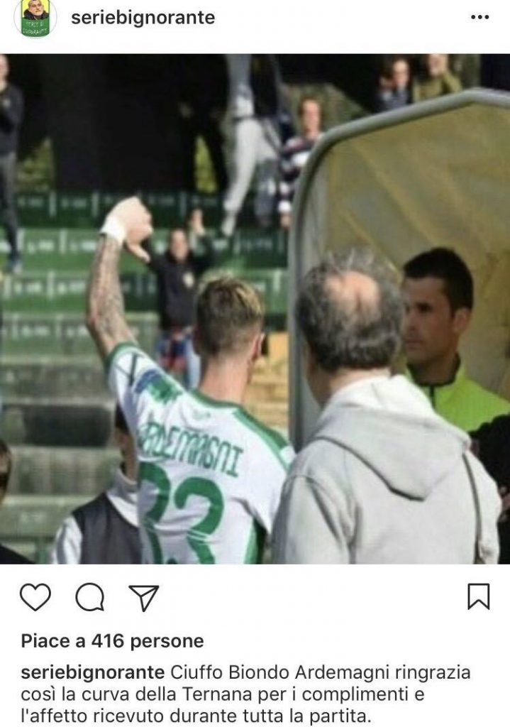 FOTO – Ardemagni risponde cosi ai ‘complimenti’ dei tifosi della Ternana