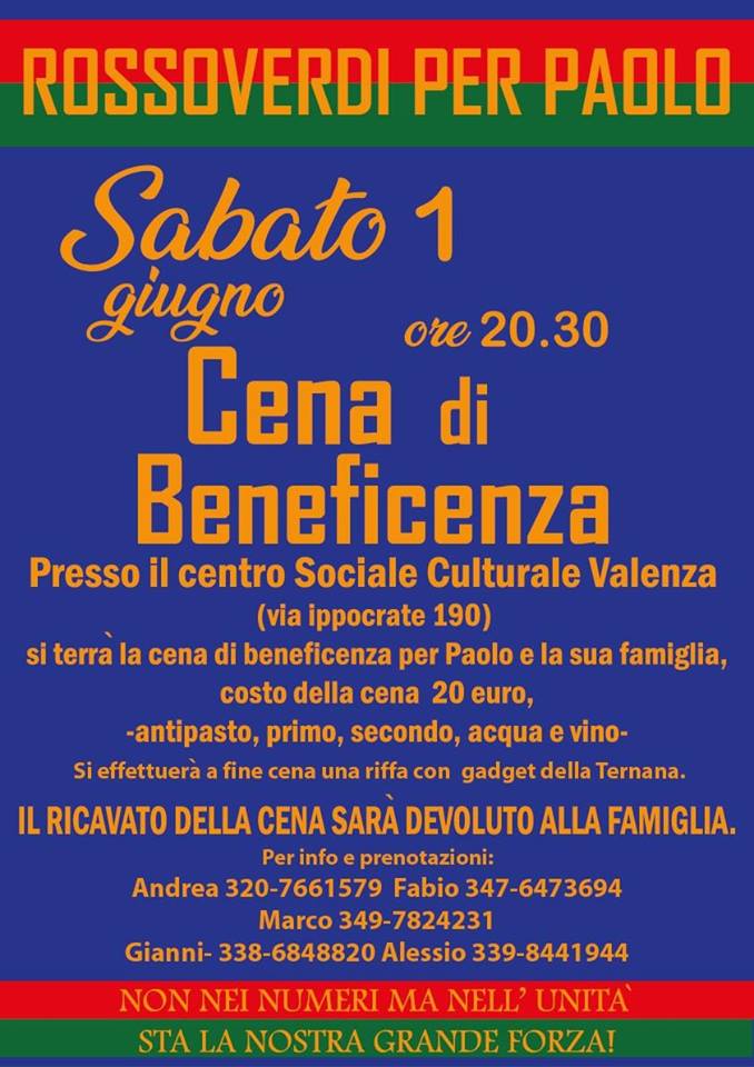 Le iniziative dei tifosi – Sabato 1° giugno “Rossoverdi per Paolo”