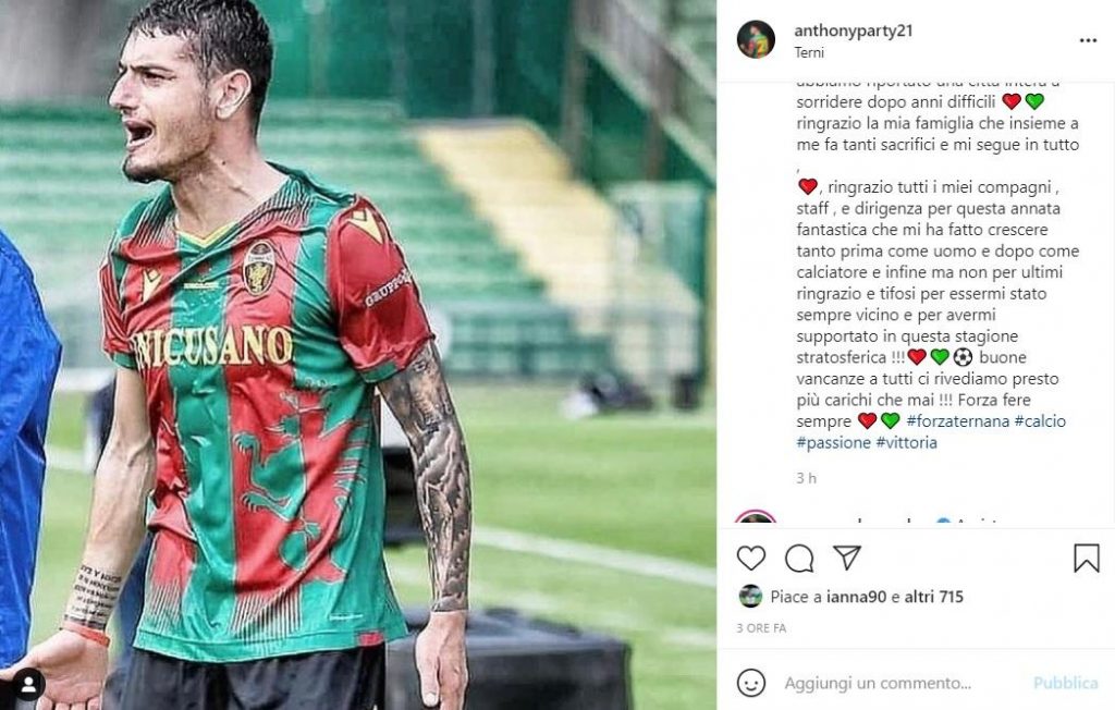 Ternana, Partipilo promette: “Ci rivediamo presto più carichi che mai” – FOTO